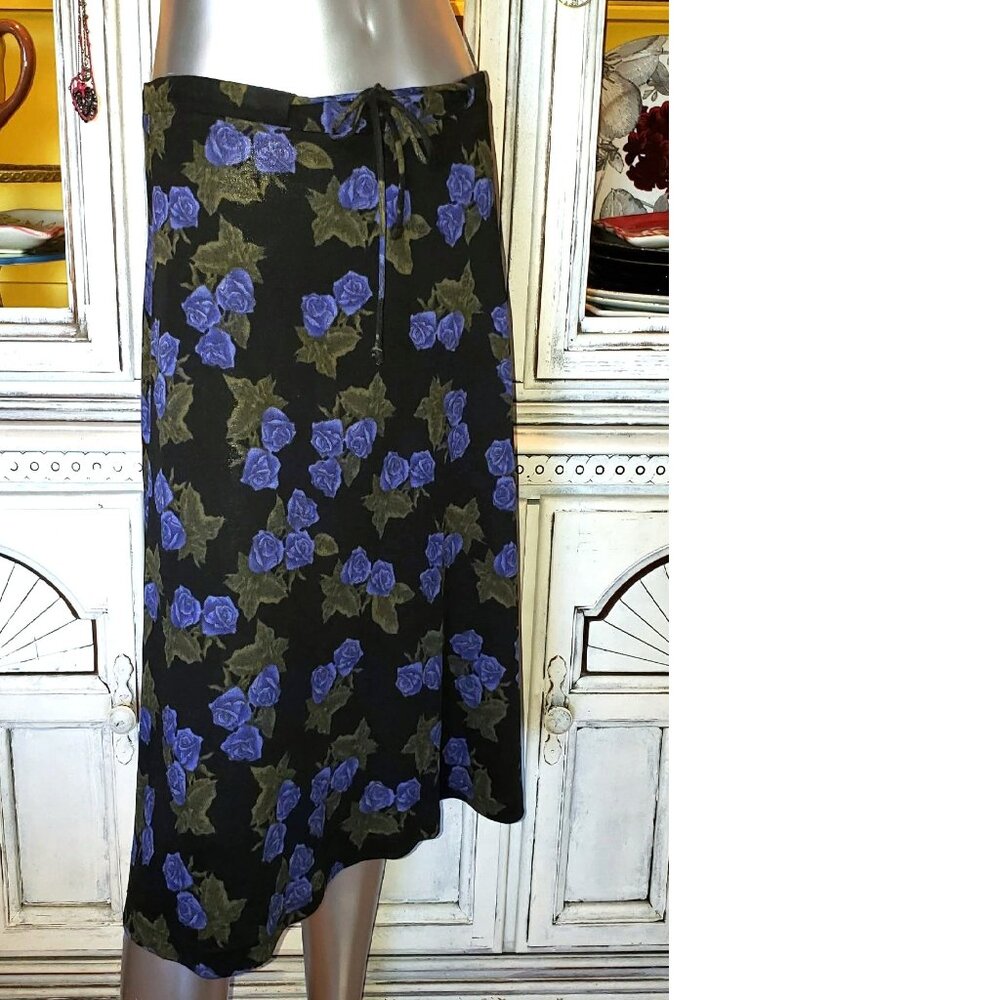 $SOLD$ Betsey Johnson Dress Skirt Vintage New York 90s Rose Floral Wool Angora M - Picture 5 of 8
